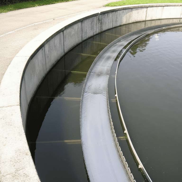 Ablaufrinne des Nachklärbeckens mit dem gereinigten Abwasser