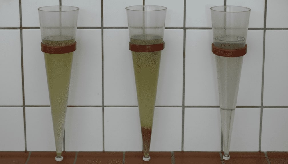 Absetzverhalten der verschiedenen Wasserproben im Imhofftrichter