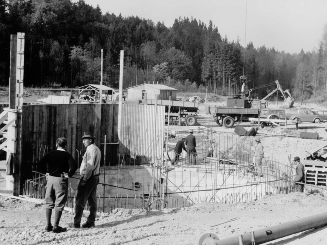 Betonieren des Faulbehälters am 03.10.1962