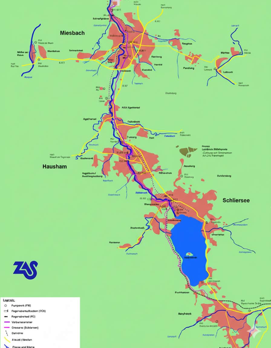Einzugsgebiet der Kläranlage Miesbach - Klicken zum Vergrößern