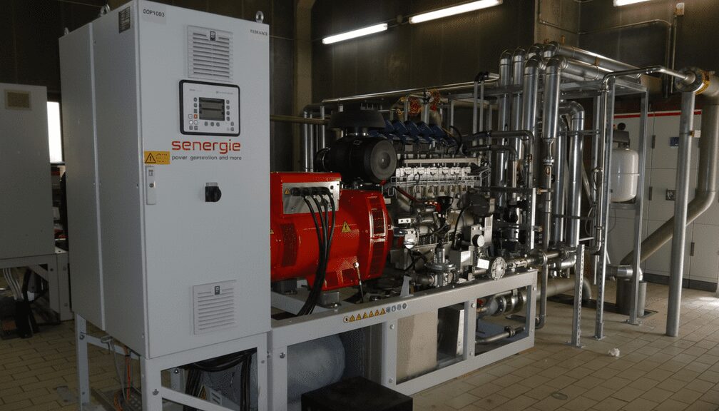 Der neue Gasmotor (100 kW) des BHKWs